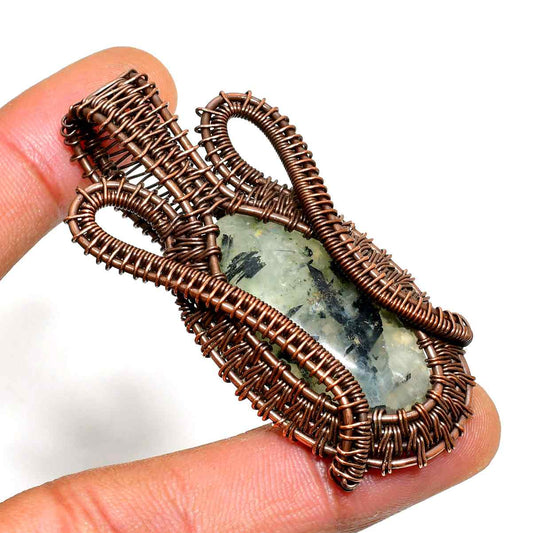 Gaia’s Embrace – Copper-Wrapped Green Stone Pendant