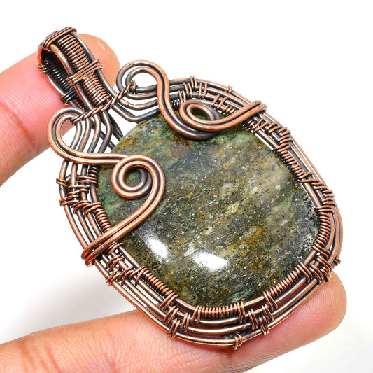 Gaia’s Embrace – Handcrafted Copper Gemstone Pendant