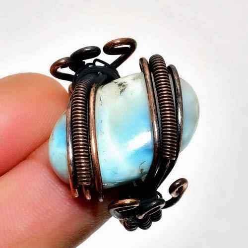 Tranquil Tide – Oxidized Copper Blue Gem Ring