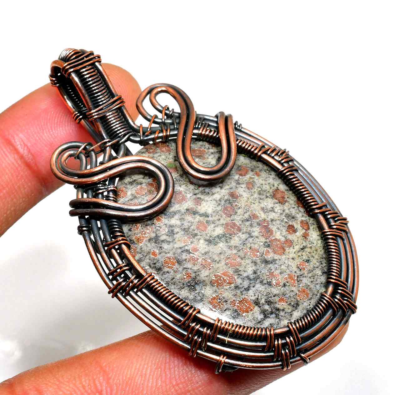Gaia’s Embrace – Oxidized Copper Gemstone Pendant