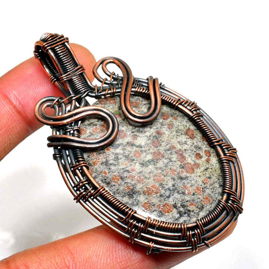 Gaia’s Embrace – Oxidized Copper Gemstone Pendant
