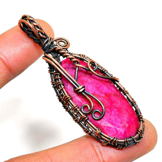 Ember’s Flame – Oxidized Copper Ruby Pendant