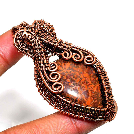 Ember’s Embrace – Fire Agate Copper Pendant