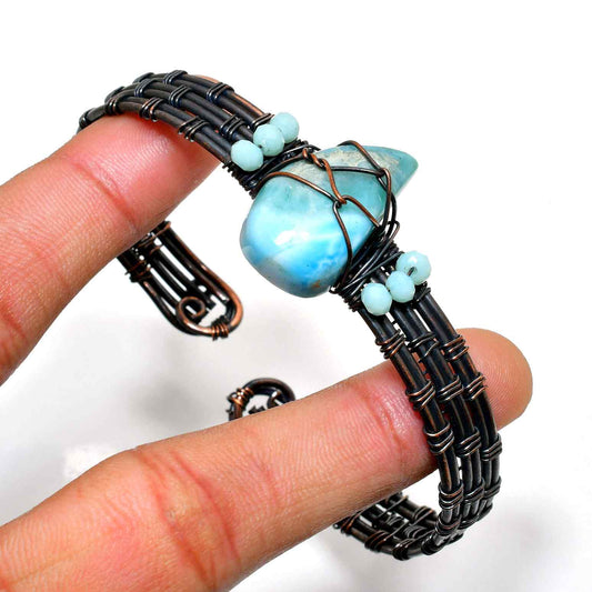 Ocean’s Embrace – Larimar Copper Cuff