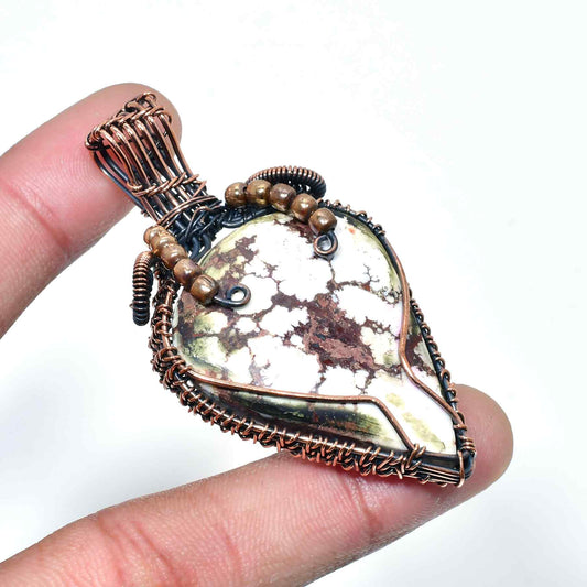 Ember’s Heart – Copper-Wrapped Natural Stone Pendant