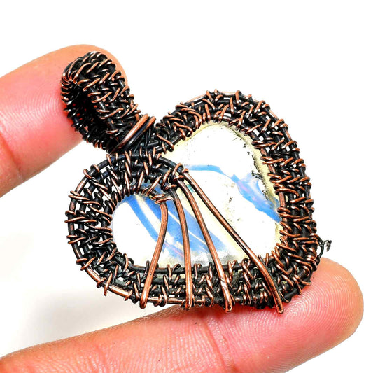 Ezra’s Veil – Blue Lace Agate Copper Pendant