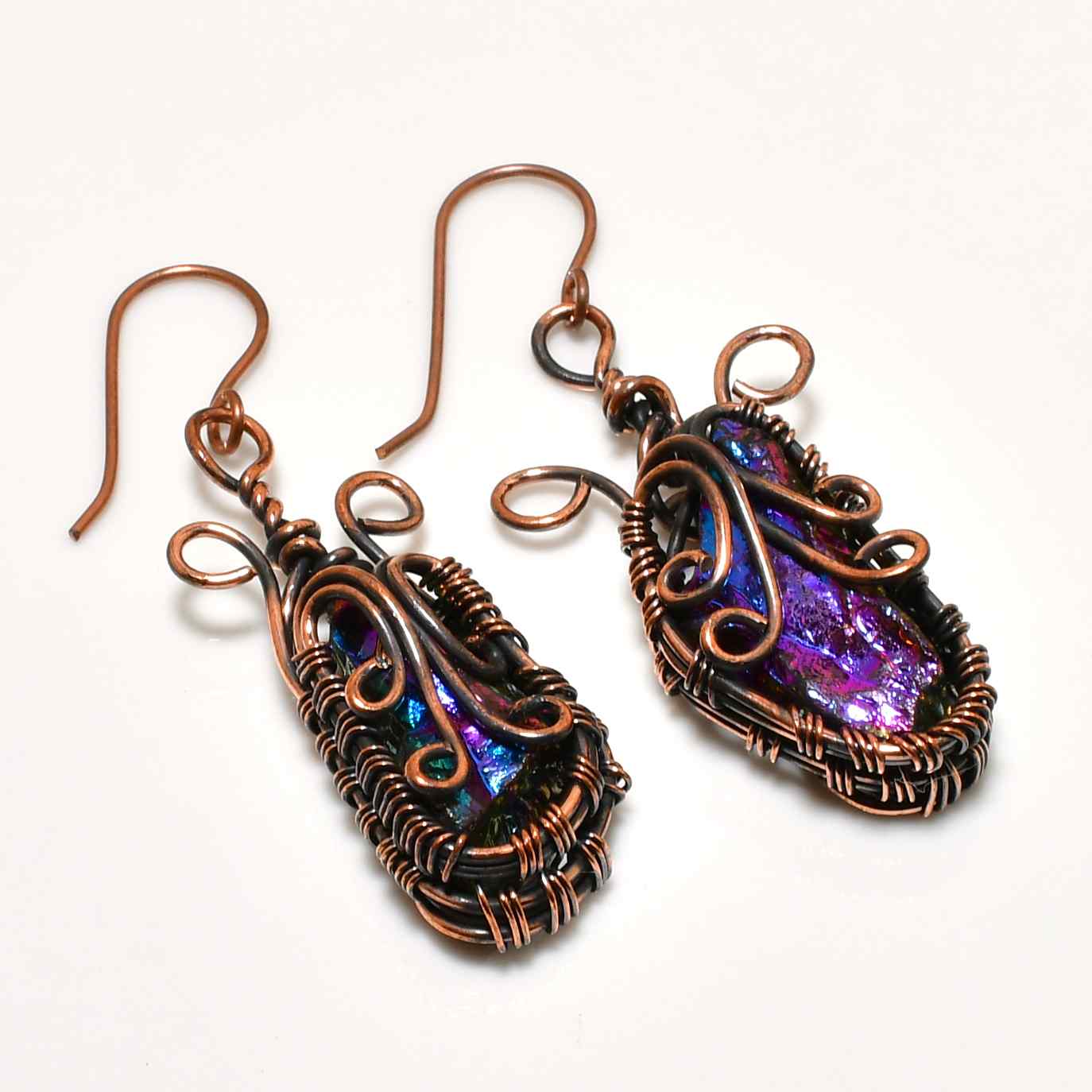 Luna’s Aura – Amethyst & Copper Earrings