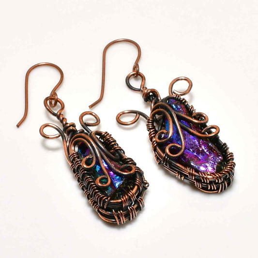 Luna’s Aura – Amethyst & Copper Earrings