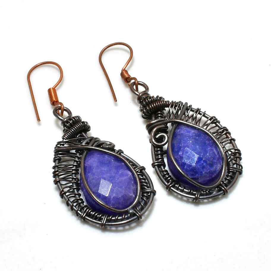 Selene’s Harmony – Lapis Copper Earrings