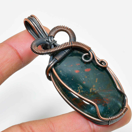 Gaia’s Valor – Bloodstone & Copper Pendant