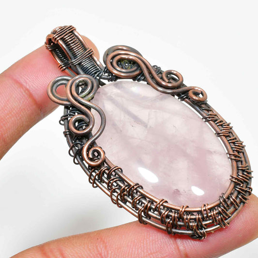 Amara’s Heart – Rose Quartz Copper Pendant