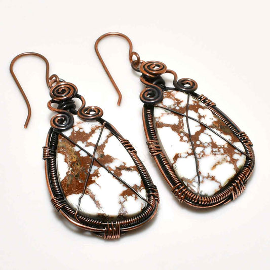 Tranquil Aura – Howlite Copper Earrings