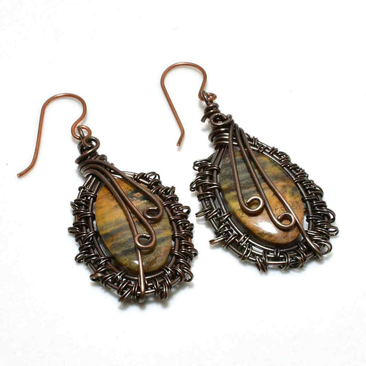 Lyra’s Gaze – Tiger’s Eye Copper Earrings