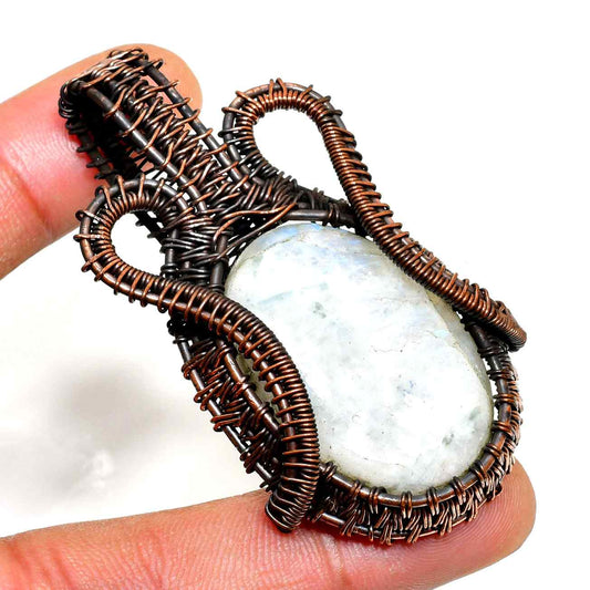 Luna’s Embrace – Moonstone Copper Pendant