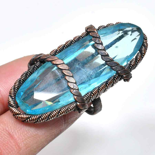 Tranquil Tide – Aquamarine & Copper Ring