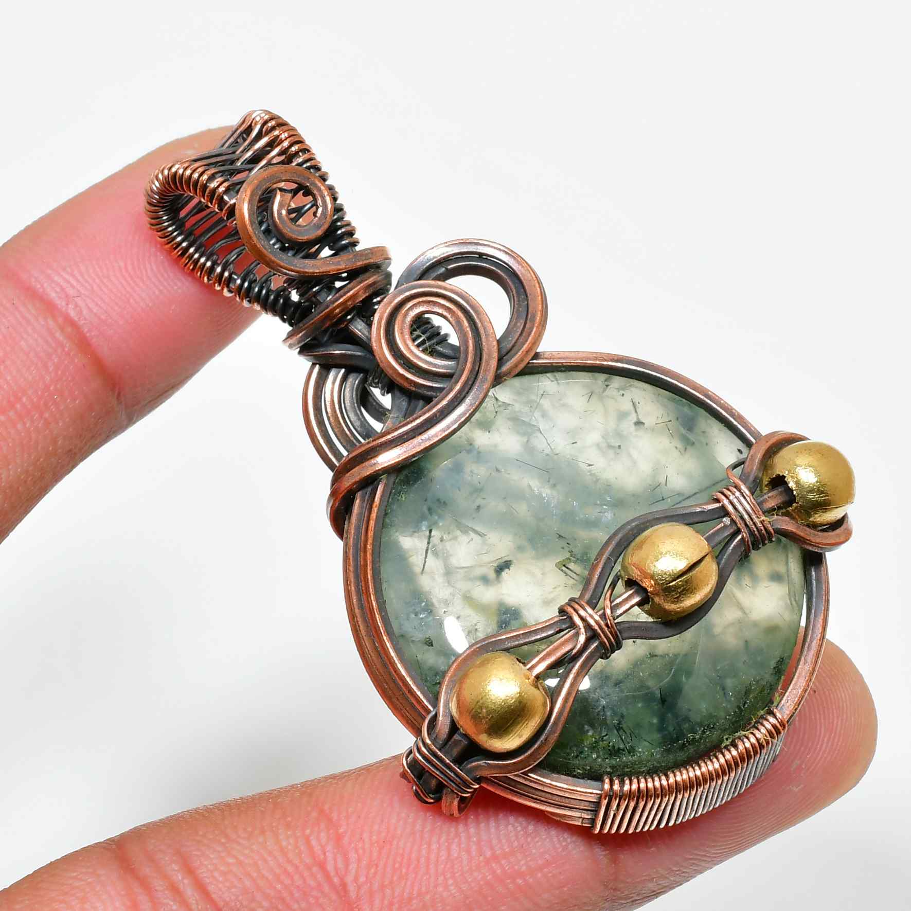 Forest’s Embrace – Green Gem Copper Pendant