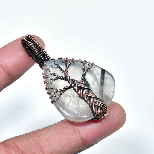 Sylva’s Embrace – Quartz Copper Tree of Life Pendant