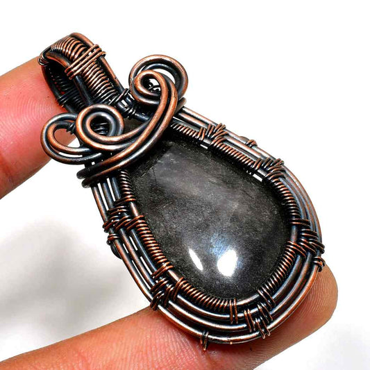 Ebon Aegis – Obsidian Copper Pendant
