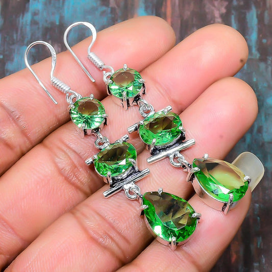 Verdant Harmony – Sterling Silver Emerald Earrings