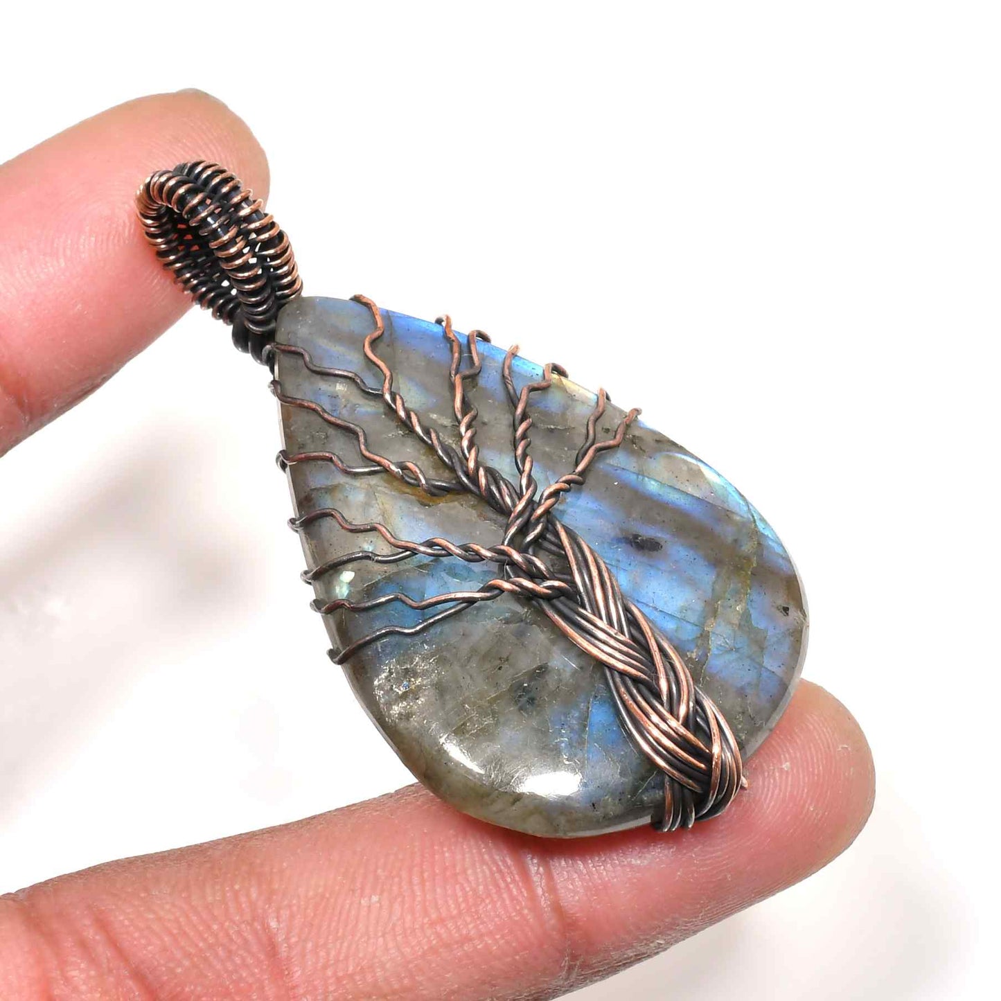 Awakening Tree – Labradorite Copper Pendant