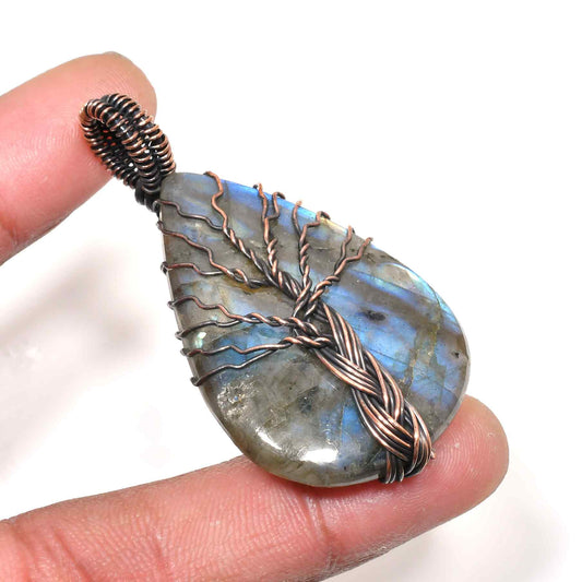 Awakening Tree – Labradorite Copper Pendant