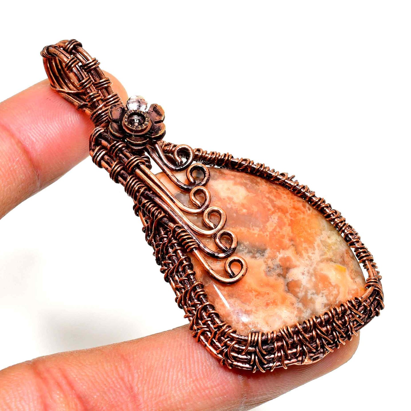 Terra Blossom – Oxidized Copper & Natural Stone Pendant