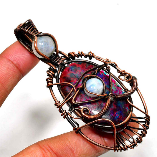 Aurora’s Spectrum – Multi-Gem Copper Pendant