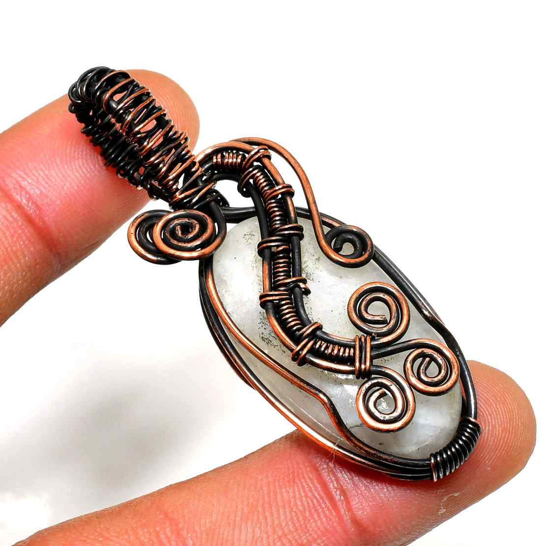 Ezra’s Veil – Clear Quartz Copper Pendant