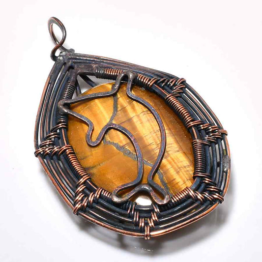 Ember’s Shield – Tiger’s Eye Copper Pendant