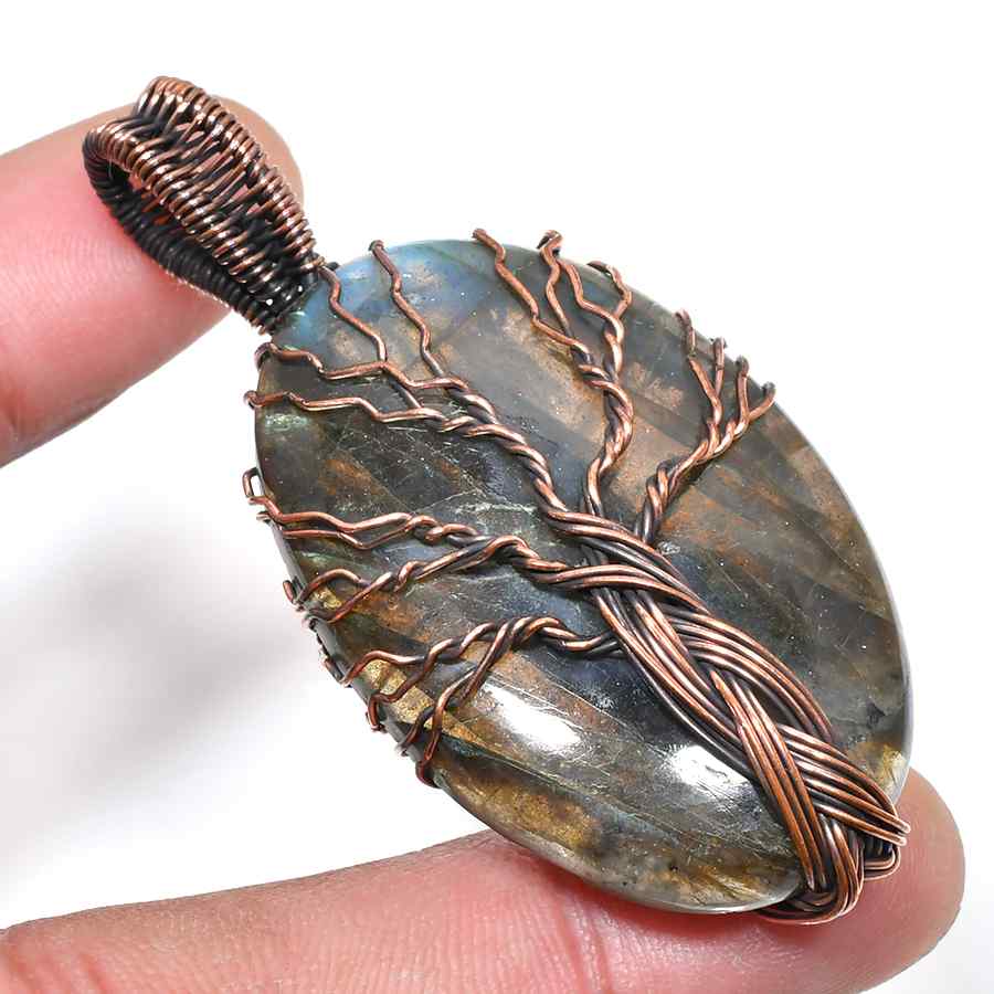 Earthsong – Labradorite Copper Tree of Life Pendant