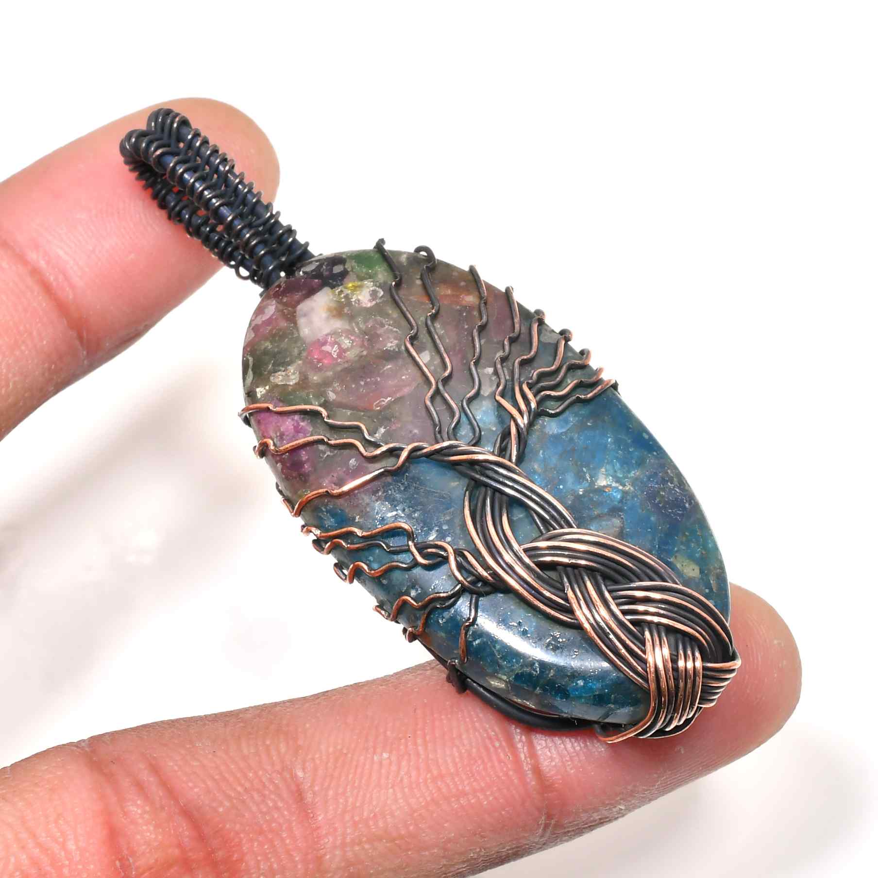 Aurora’s Balance – Fluorite & Copper Pendant