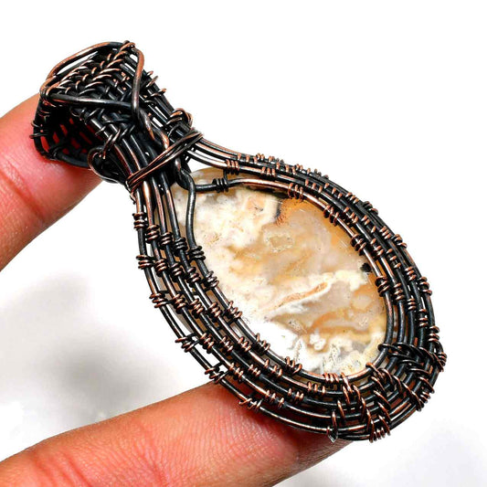 Gaia’s Embrace – Agate & Blackened Copper Pendant