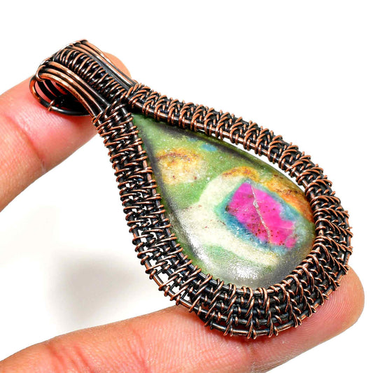 Ezra’s Veil – Multicolored Gemstone Copper Pendant