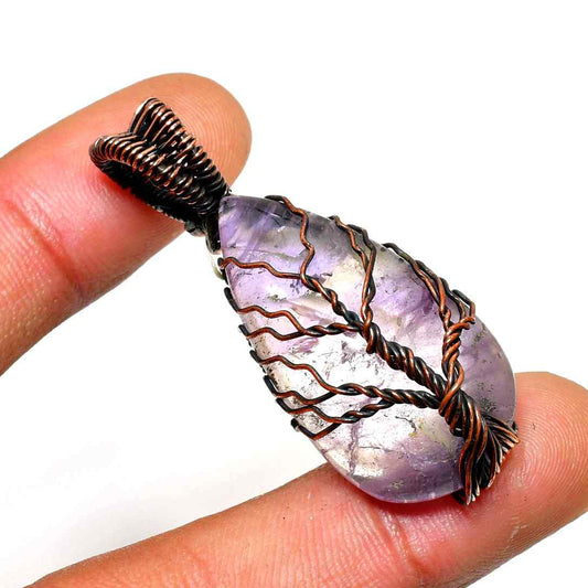 Ezra’s Veil – Mystic Amethyst & Copper Pendant