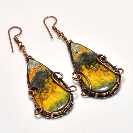 Muse’s Glow – Copper Wrapped Gemstone Earrings