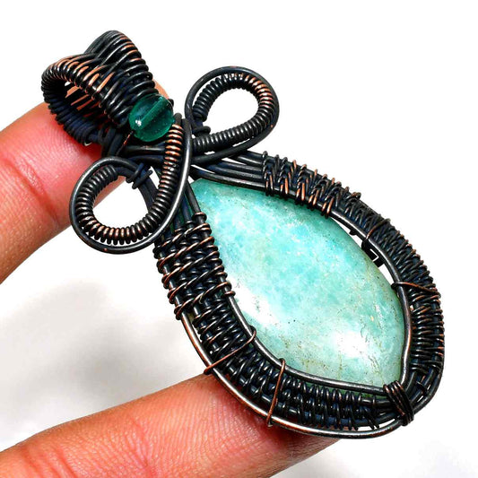Aqua Mist – Aquamarine Copper Pendant