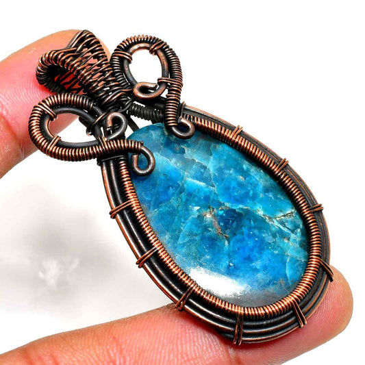 Azure’s Embrace – Azurite Copper Pendant