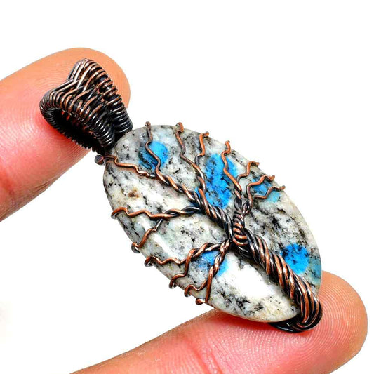 Tranquil Tide – Blue Lace Agate Copper Pendant