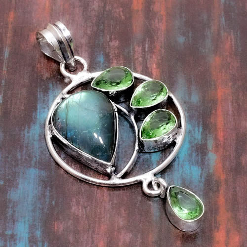 Gaia’s Embrace – Labradorite & Peridot Tree of Life Pendant