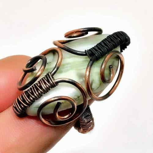 Gaia’s Whisper – Copper-Wrapped Green Stone Pendant