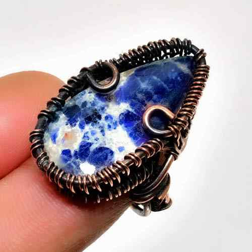 Serenity’s Embrace – Sodalite & Oxidized Copper Ring