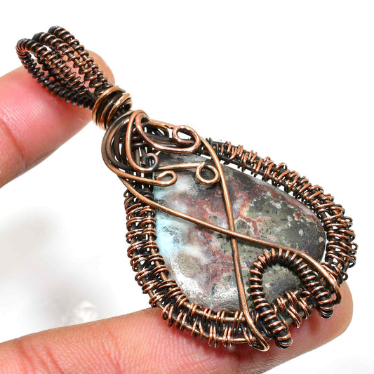 Terra’s Embrace – Copper-Wrapped Gemstone Pendant