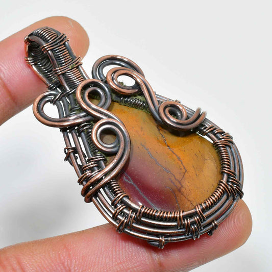 Gaia’s Embrace – Copper-Wrapped Stone Pendant
