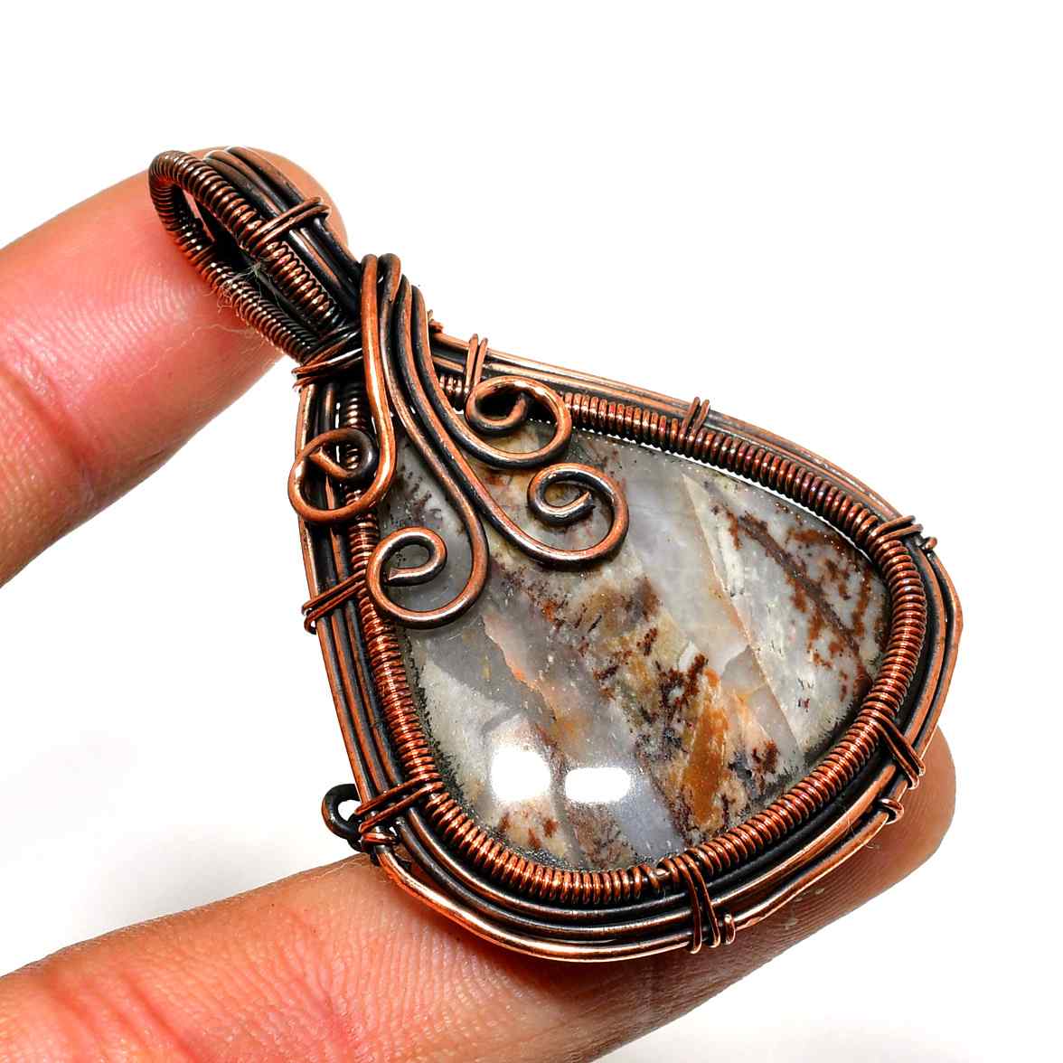 Earth’s Embrace – Agate Copper Pendant