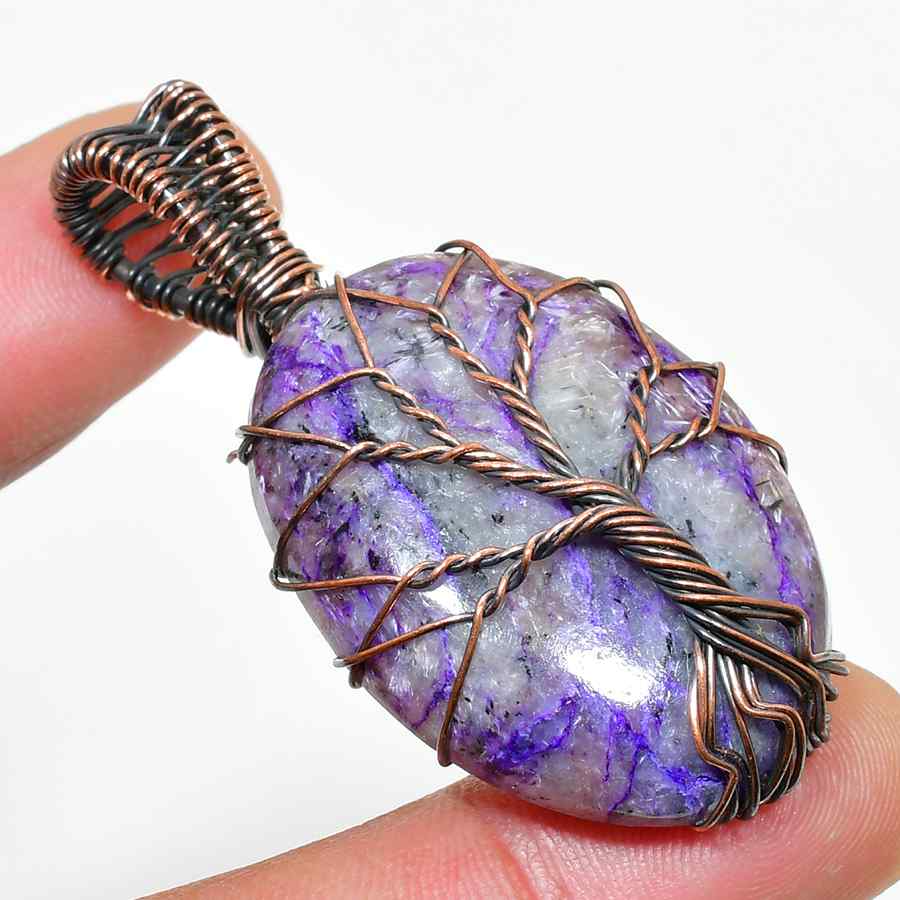 Ezra’s Veil – Amethyst & Oxidized Copper Pendant
