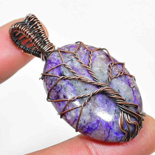 Ezra’s Veil – Amethyst & Oxidized Copper Pendant