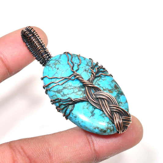 Gaia’s Embrace – Turquoise Tree of Life Copper Pendant
