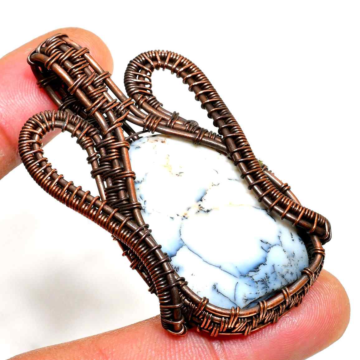 Gaia’s Whisper – White Turquoise Copper Pendant