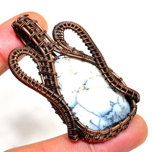 Gaia’s Whisper – White Turquoise Copper Pendant