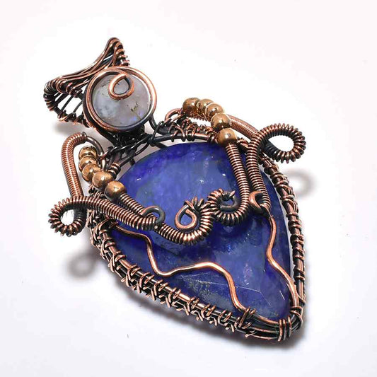 Celestial Wave – Lapis Lazuli Copper Pendant